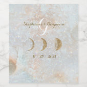 天空〔占星術の〕十二宮図ムーンアイスブルー金ゴールド ワインラベル (シングルラベル)