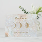 天空〔占星術の〕十二宮図ムーンブルー金ゴールドタイポグラフィ結婚ズ サンキューカード (スタンド正面)