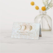 天空〔占星術の〕十二宮図ムーンブルー金ゴールド結婚ズテーブル プレイスカード (裏面)