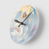 天空 – 天使の平和と光 ラウンド壁時計 (傾斜)