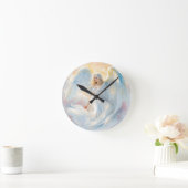 天空 – 天使の平和と光 ラウンド壁時計 (ホーム)