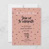 天空《星座》乙女座バラ黒星の誕生日招待状 (正面)