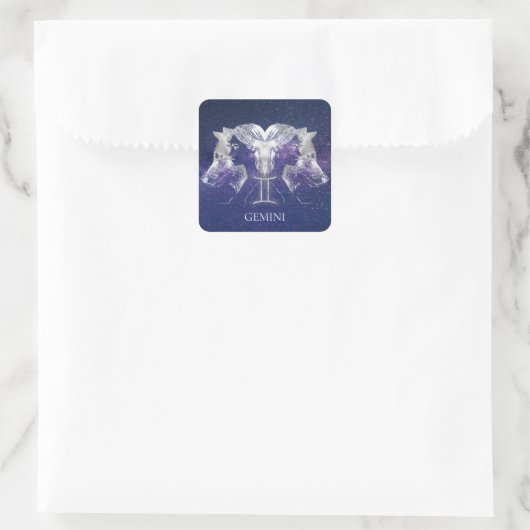 天素晴らし川スカイジェミニ〔占星術の〕十二宮図標識 スクエアシール (バッグ)