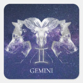 天素晴らし川スカイジェミニ〔占星術の〕十二宮図標識 スクエアシール (正面)