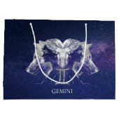 天素晴らし川スカイジェミニ〔占星術の〕十二宮図標識 ラージペーパーバッグ (裏面)