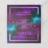 天紫ティール(緑がかった色)シルバーサンムーンスター結婚ズ プレイスカード (外部開封)