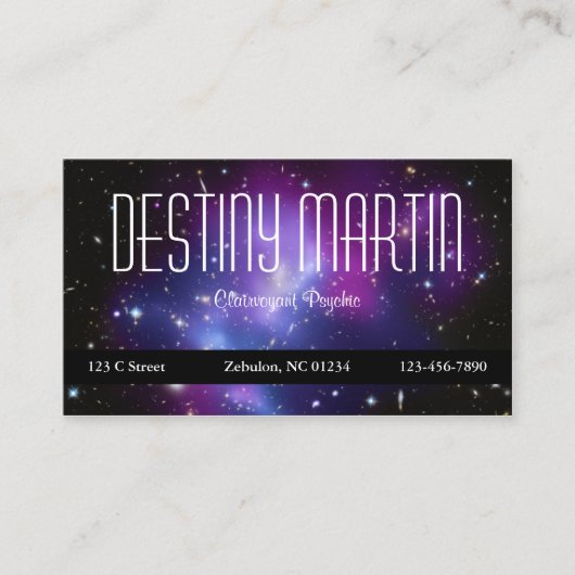 天紫銀河系クラスター宇宙写真 名刺 (正面)