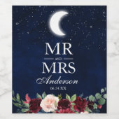 天結婚の月の星フローラ ワインラベル (シングルラベル)