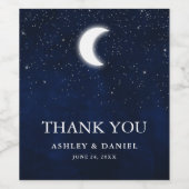 天結婚の水彩青空の月星 ワインラベル (シングルラベル)