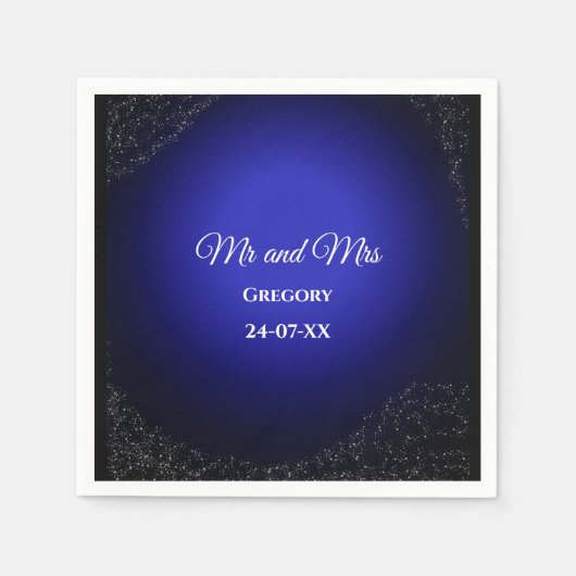 天結婚星の満月と星ミッドナイトブルー スタンダードカクテルナプキン (正面)