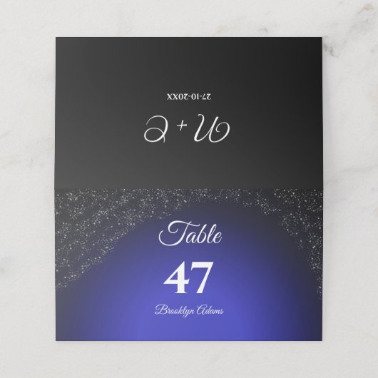 天結婚星の満月と星ミッドナイトブルー プレイスカード (外部開封)