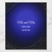 天結婚星の満月と星ミッドナイトブルー ワインラベル (シングルラベル)