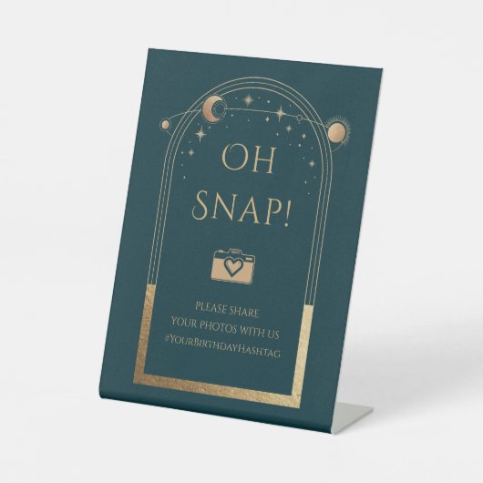 天緑の金ゴールド太陽の月の星Oh Snap 台座サイン (正面)