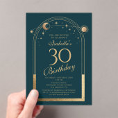 天緑金ゴールド太陽ムーンスターズ30歳の誕生日 アクリル招待状 (インサイチュ (ポータブル))