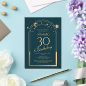 天緑金ゴールド太陽ムーンスターズ30歳の誕生日 アクリル招待状 (インサイチュ (ウェディング))