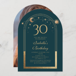 天緑金ゴールド太陽ムーンスターズ30歳の誕生日 招待状