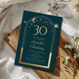 天緑金ゴールド太陽ムーンスターズ30歳の誕生日 招待状