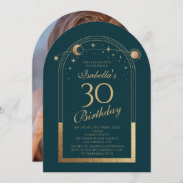 天緑金ゴールド太陽ムーンスターズ30歳の誕生日 招待状