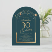 天緑金ゴールド太陽ムーンスターズ30歳の誕生日 招待状 (スタンド正面)