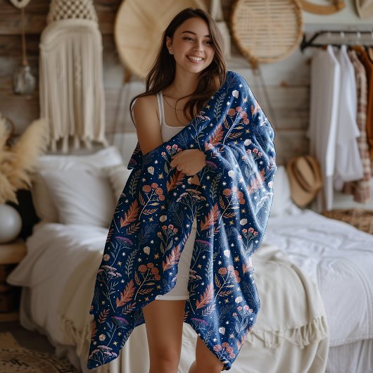 天葉の測地系と星空の青 フリースブランケット