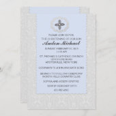 天藍色ダマスク宗教招待状 招待状 (正面/裏面)