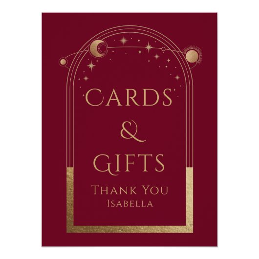 天赤金ゴールド太陽ムーンスターカード&ギフト ポスター (正面)