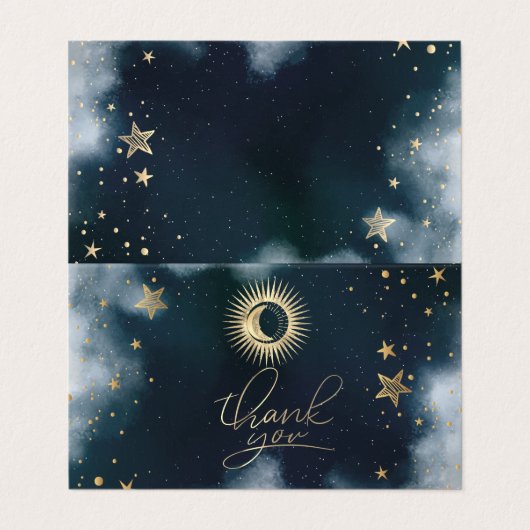 天金ゴールド太陽と月の星の夜空 名刺 (外部フラット)