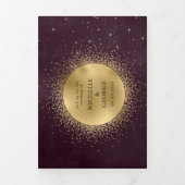 天金ゴールド月三折結婚式招待状 三つ折り招待状 (カバー)