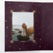 天金ゴールド月三折結婚式招待状 三つ折り招待状 (内部最初)