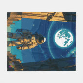 天門の下の宇宙飛行士 フリースブランケット (正面(横))