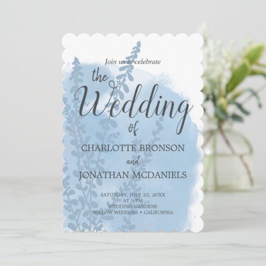 天青植物水彩洗結婚液 招待状 (スタンド正面)