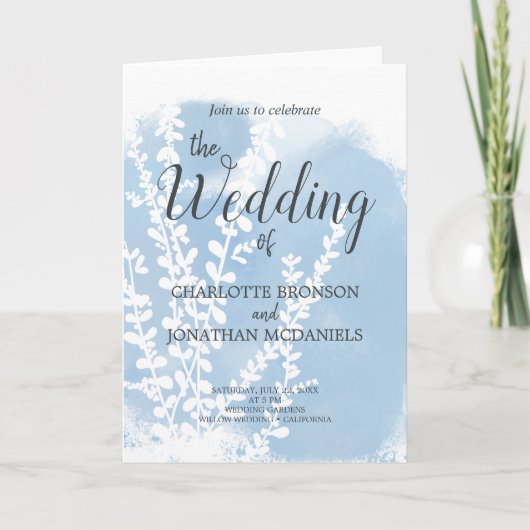 天青植物水彩洗結婚液 招待状 (正面)