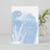 天青植物水彩洗結婚液 箔招待状 (立ち正面)