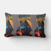 天静か皇:青い狼が燃えるような夕日に ランバークッション (正面)