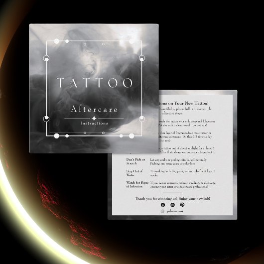 天黒インクタトゥーアフターケアの指示 スクエア名刺