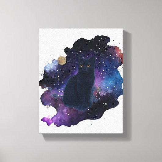 天黒猫の神霊の動物宇宙 キャンバスプリント (正面)