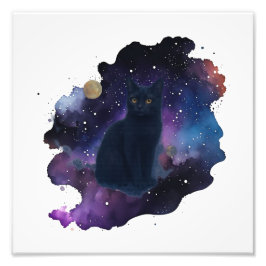 天黒猫の神霊の動物宇宙 フォトプリント           