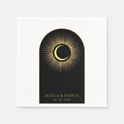 天黒神秘的な太陽の月 スタンダードカクテルナプキン (正面)