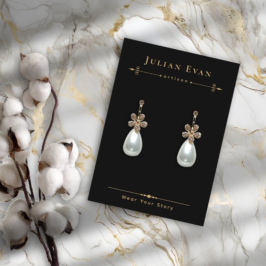 天黒金ゴールドジュエリーイヤリングディスプレイ 名刺