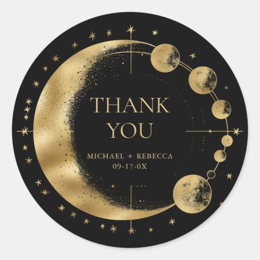 天黒金ゴールドムーンフェイズ結婚の感謝 ラウンドシール (正面)
