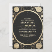 天黒金ゴールド三日月結婚月 招待状 (正面)