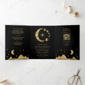 天黒金ゴールド三日月結婚相 三つ折り招待状 (内部)