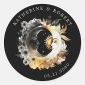 天黒金ゴールド双対月封筒用シール ラウンドシール (正面)