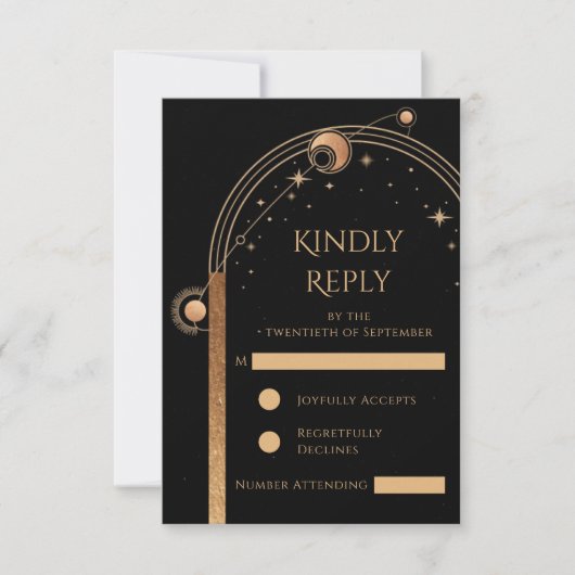 天黒金ゴールド太陽ムーンスターズ結婚ズ 出欠カード (正面)