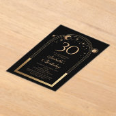 天黒金ゴールド太陽ムーンスターズ30歳の誕生日 アクリル招待状 (レイダウン)