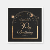 天黒金ゴールド太陽ムーンスターズ30歳の誕生日 スタンダードカクテルナプキン (正面)