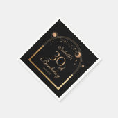 天黒金ゴールド太陽ムーンスターズ30歳の誕生日 スタンダードカクテルナプキン (角)