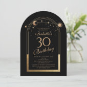 天黒金ゴールド太陽ムーンスターズ30歳の誕生日 招待状 (スタンド正面)