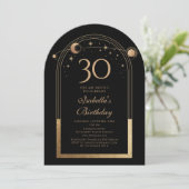 天黒金ゴールド太陽ムーンスターズ30歳の誕生日 招待状 (スタンド正面)