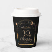 天黒金ゴールド太陽ムーンスターズ30歳の誕生日 紙コップ (裏面)